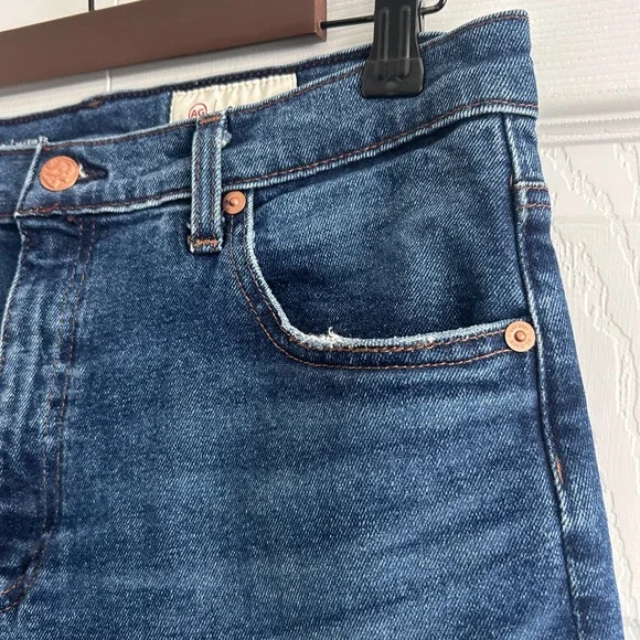 AG Adriano Goldschmied Saige Raw Hem Wide Leg Mid Rise Cotton Denim Jeans. - Picture 3 of 16